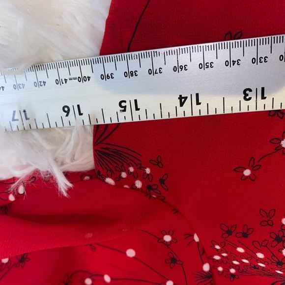 Madewell Red floral print, faux wrap style dress - Picture 5 of 6